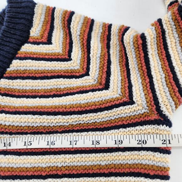 Madewell Arden V-Neck Crop Pullover Sweater Womens Small Multi Striped Knit - Picture 8 of 12